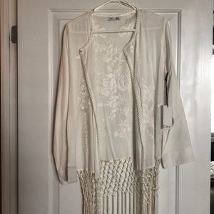 Fringed Embroidered Kimono NWT